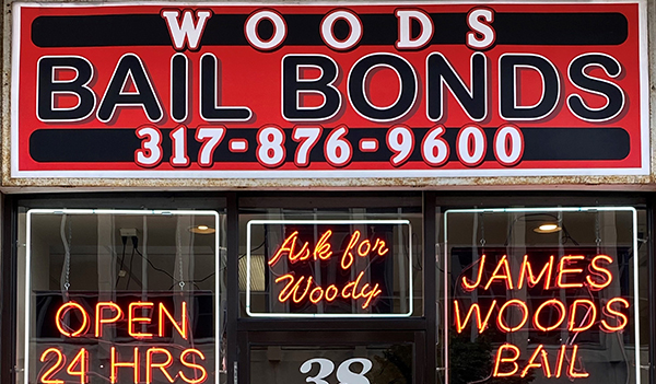 Woods Bail Bonds storefront sign